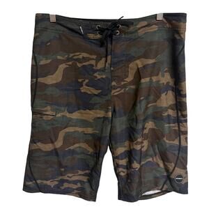 O'neill Men Hyperfreak Size 32 Board Shorts Surf Swim Camouflage Stretch EUC